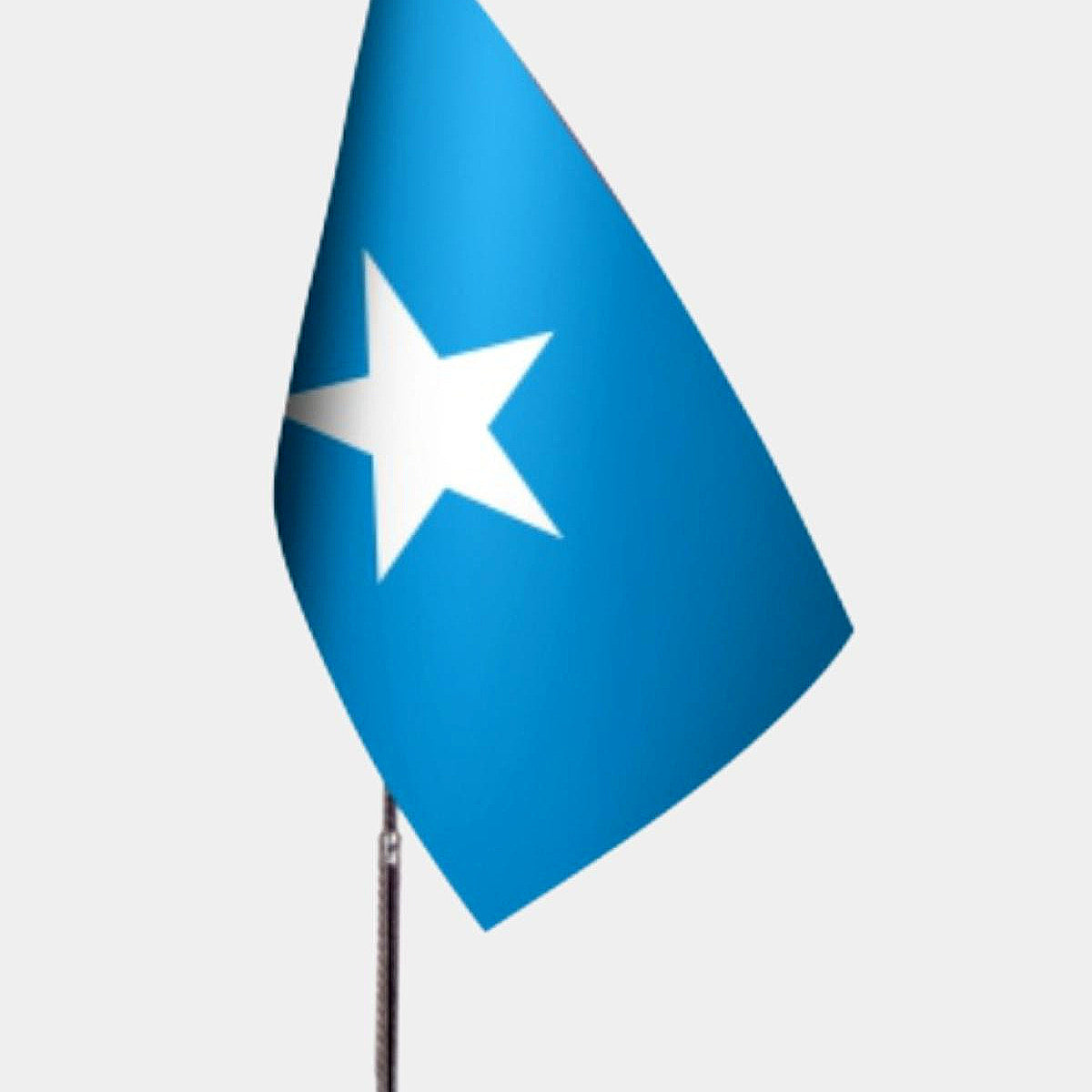 Somalia Desk Flag - Premium Double-Layer Satin with Chrome L-Shaped Stand | Professional Quality Country Desk Flag for Government Offices and Institutions