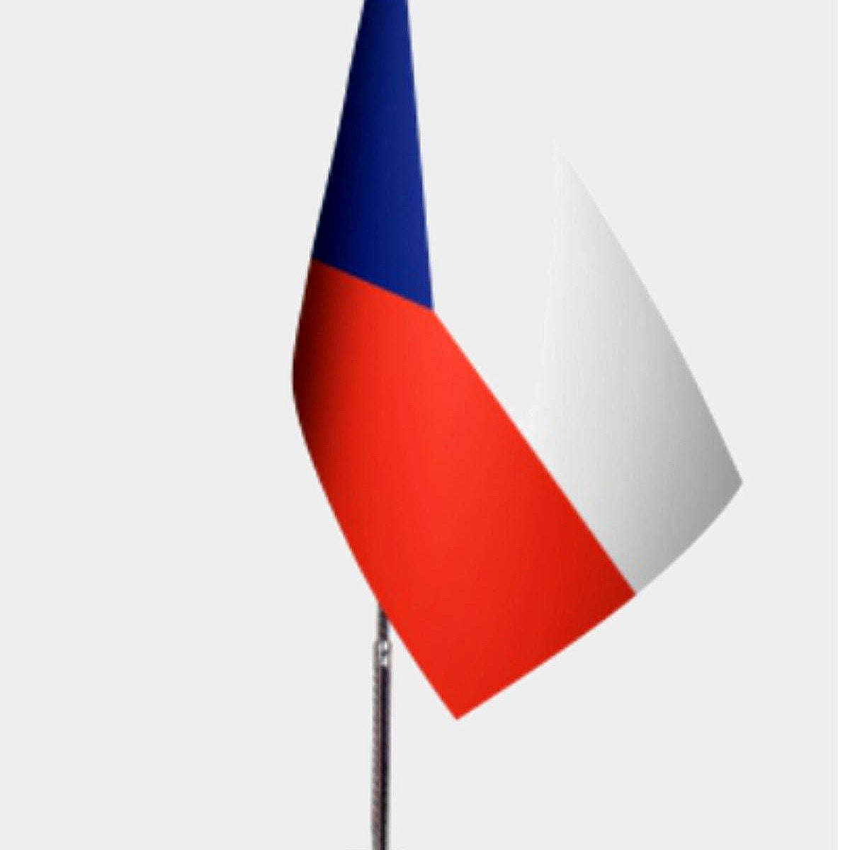 Czechoslovakia Desk Flag - Premium Double-Layer Satin with Chrome L-Shaped Stand | Professional Quality Country Desk Flag for Government Offices and Institutions