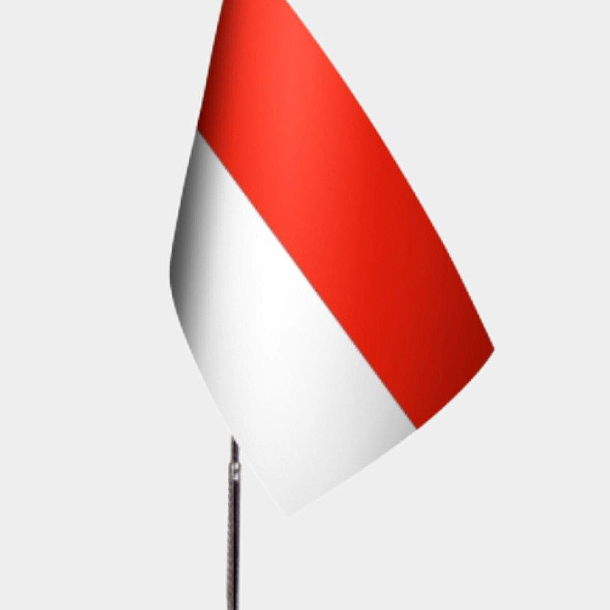 Indonesia Desk Flag - Premium Double-Layer Satin with Chrome L-Shaped Stand | Professional Quality Country Desk Flag for Government Offices and Institutions