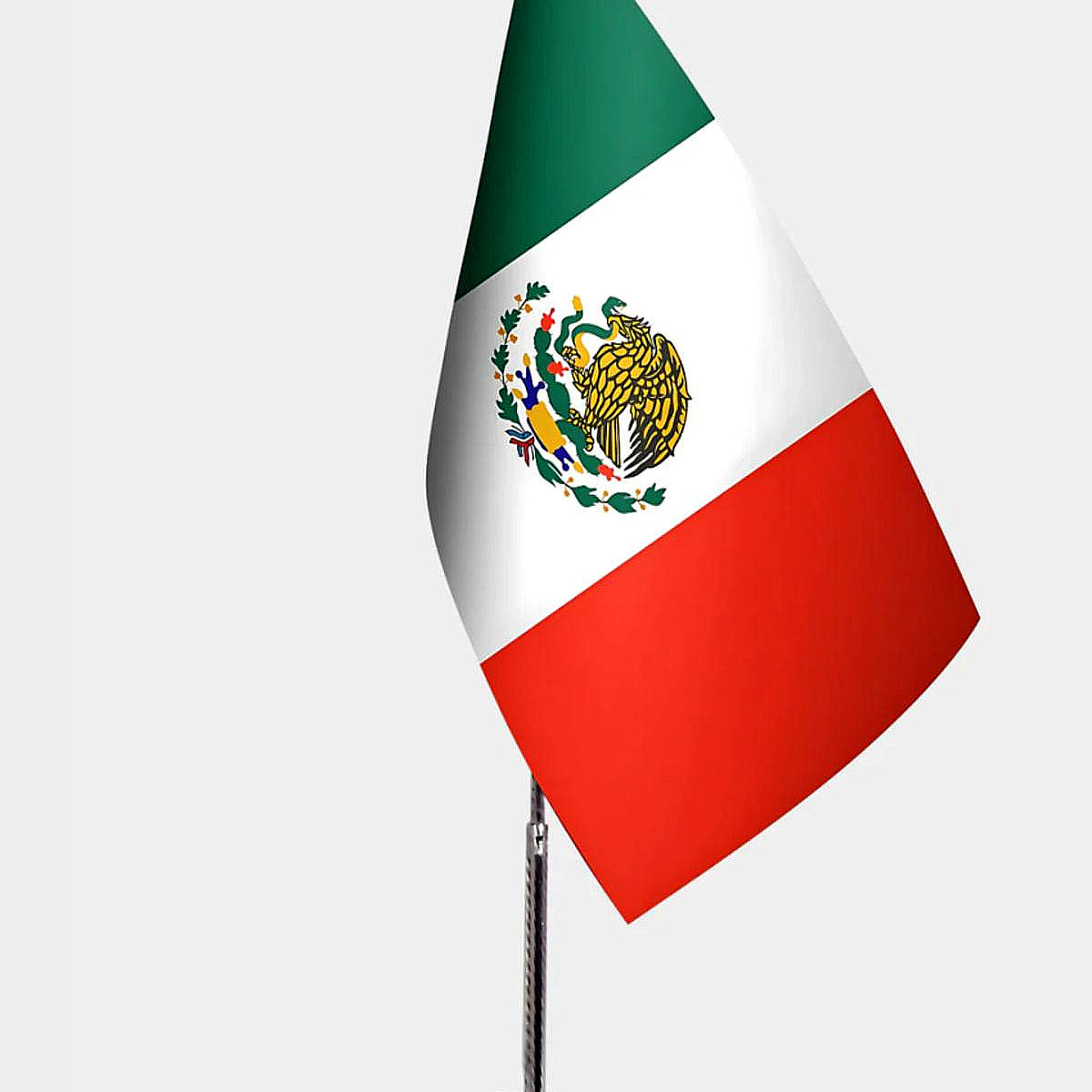 Maxican Desk Flag - Premium Double-Layer Satin with Chrome L-Shaped Stand | Professional Quality Country Desk Flag for Government Offices and Institutions