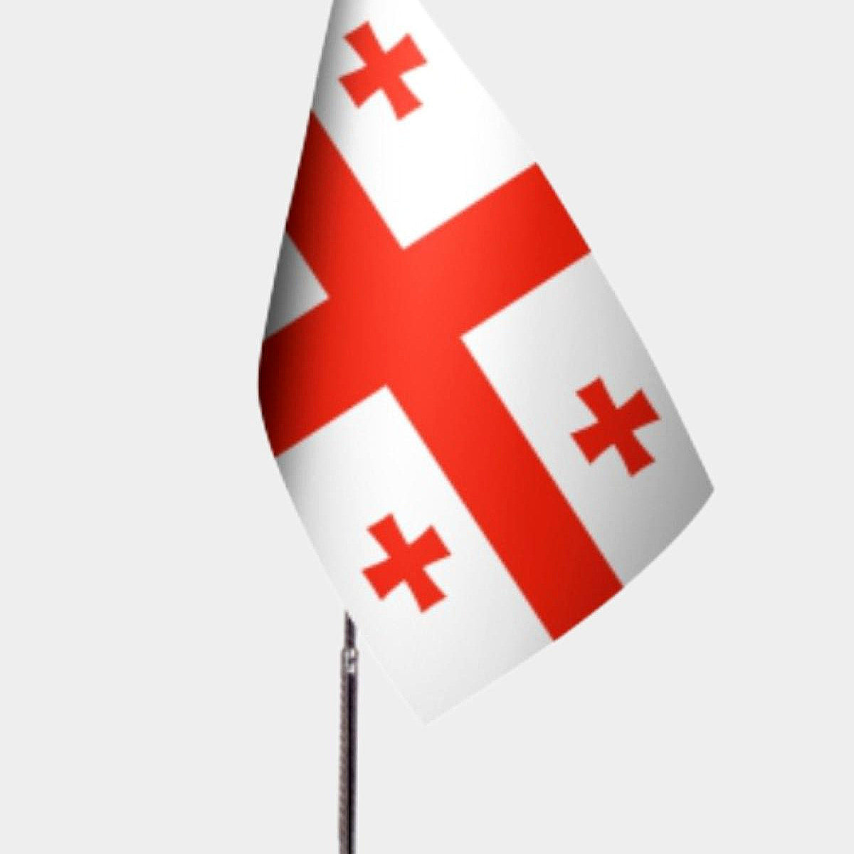 Georgia Desk Flag - Premium Double-Layer Satin with Chrome L-Shaped Stand | Professional Quality Country Desk Flag for Government Offices and Institutions