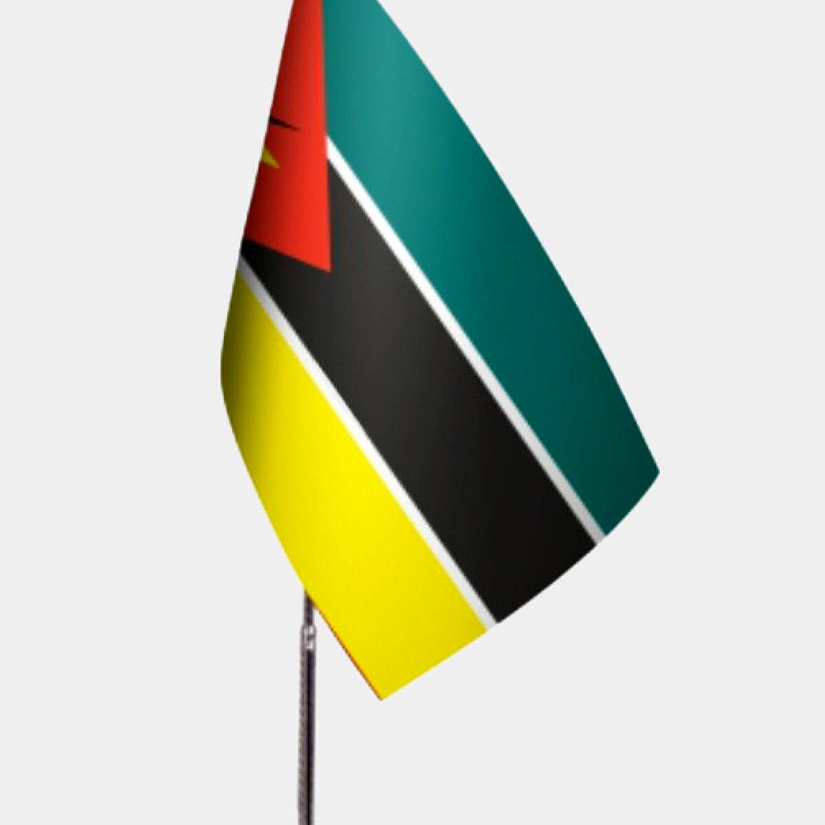 Mozambique Desk Flag - Premium Double-Layer Satin with Chrome L-Shaped Stand | Professional Quality Country Desk Flag for Government Offices and Institutions