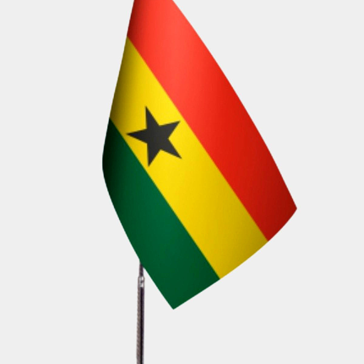 Ghana Desk Flag - Premium Double-Layer Satin with Chrome L-Shaped Stand | Professional Quality Country Desk Flag for Government Offices and Institutions