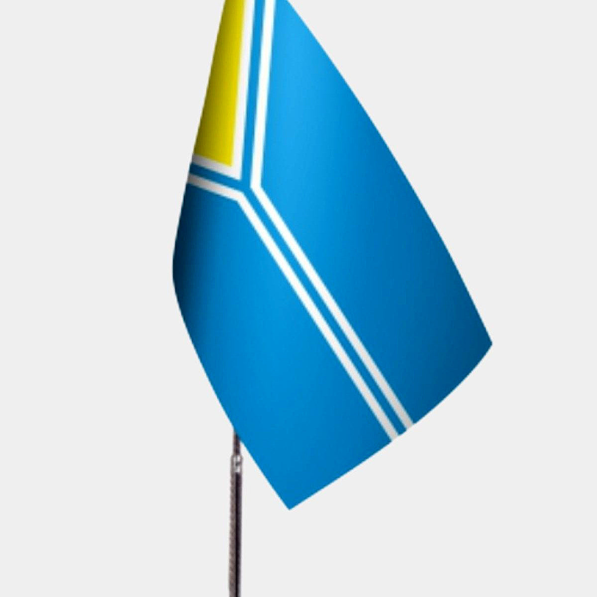 Tuva Desk Flag - Premium Double-Layer Satin with Chrome L-Shaped Stand | Professional Quality Country Desk Flag for Government Offices and Institutions