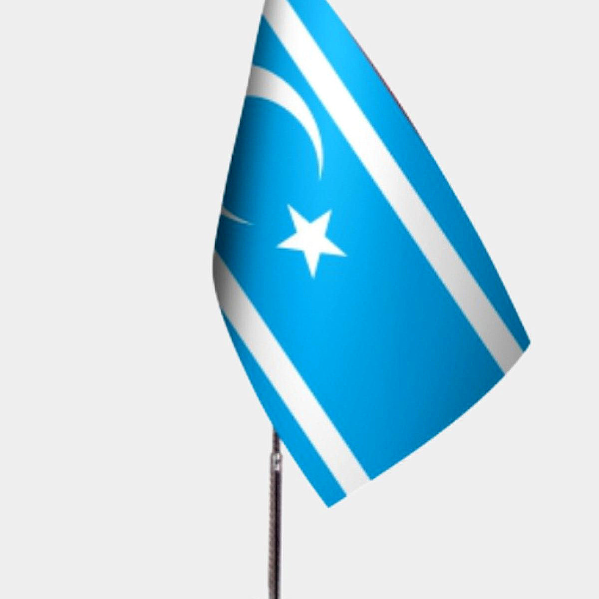 Iraqi Turkmen Desk Flag - Premium Double-Layer Satin with Chrome L-Shaped Stand | Professional Quality Country Desk Flag for Government Offices and Institutions