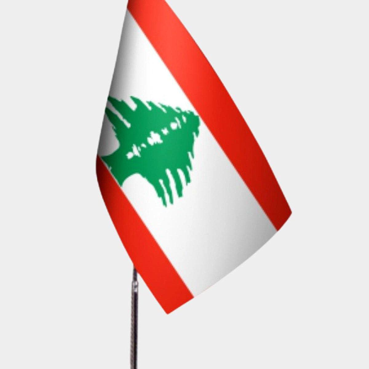 Lebanon Desk Flag - Premium Double-Layer Satin with Chrome L-Shaped Stand | Professional Quality Country Desk Flag for Government Offices and Institutions