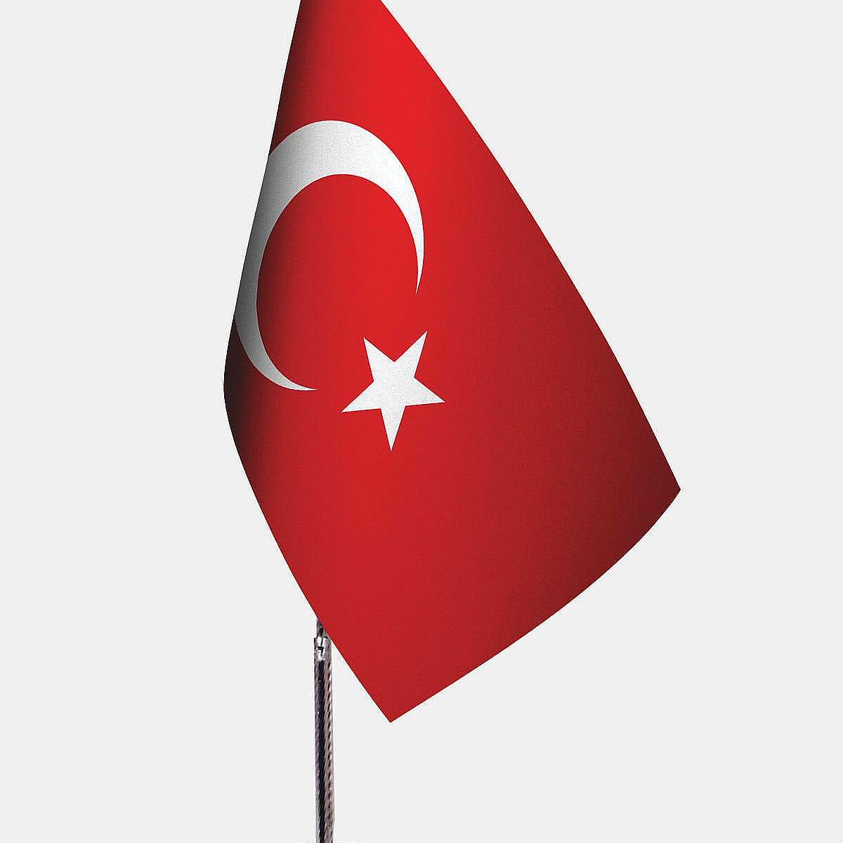 Turkey Desk Flag - Premium Double-Layer Satin with Chrome L-Shaped Stand | Professional Quality Country Desk Flag for Government Offices and Institutions