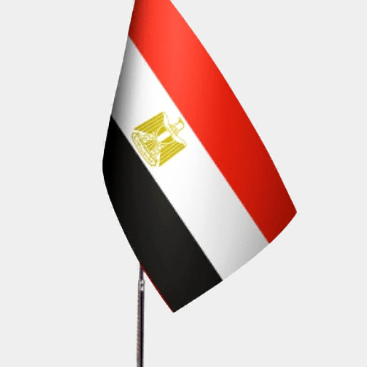 Egypt Desk Flag - Premium Double-Layer Satin with Chrome L-Shaped Stand | Professional Quality Country Desk Flag for Government Offices and Institutions
