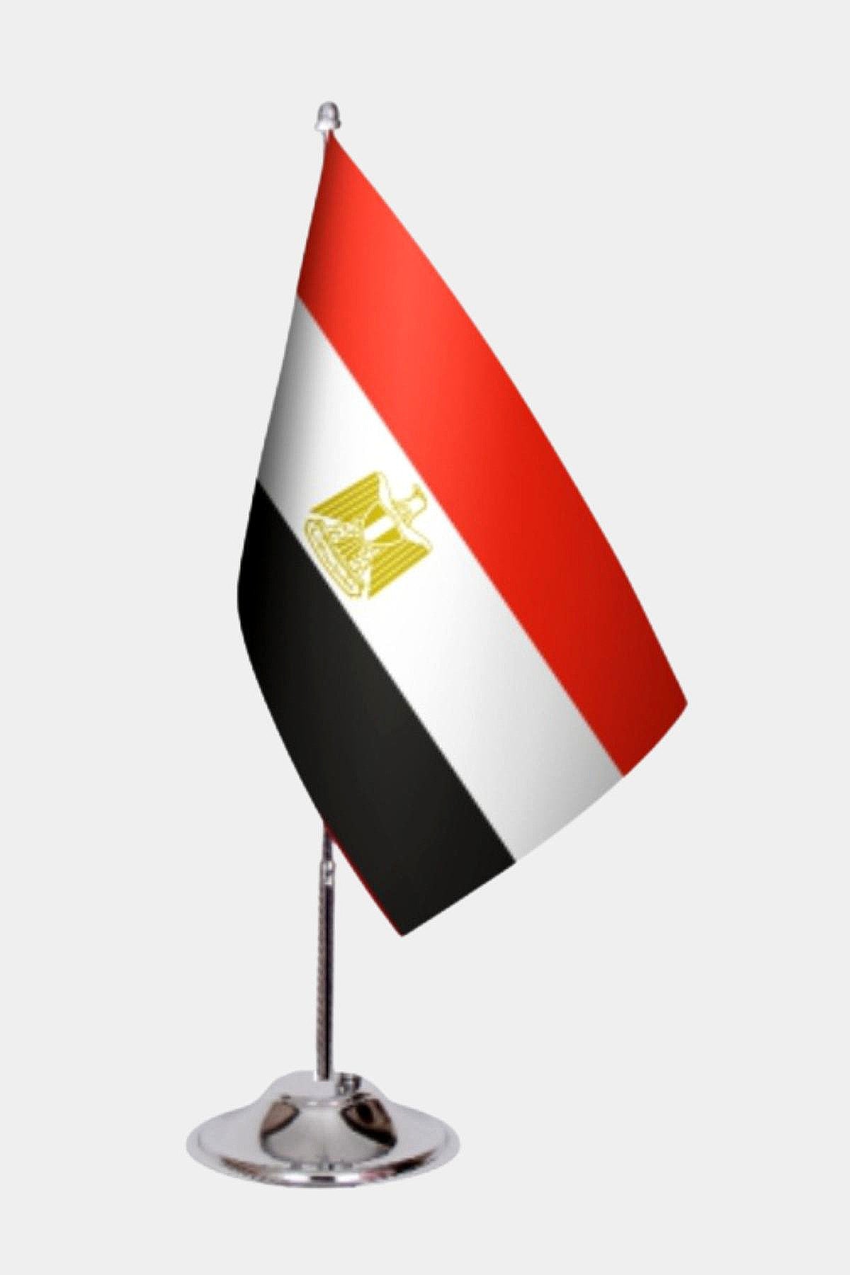 Egypt Desk Flag - Premium Double-Layer Satin with Chrome L-Shaped Stand | Professional Quality Country Desk Flag for Government Offices and Institutions