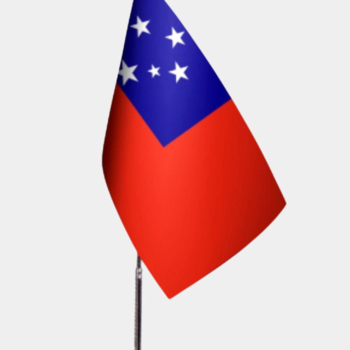 Samoa Desk Flag - Premium Double-Layer Satin with Chrome L-Shaped Stand | Professional Quality Country Desk Flag for Government Offices and Institutions