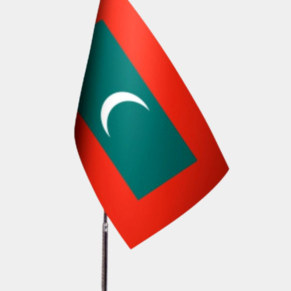 Maldives Desk Flag - Premium Double-Layer Satin with Chrome L-Shaped Stand | Professional Quality Country Desk Flag for Government Offices and Institutions