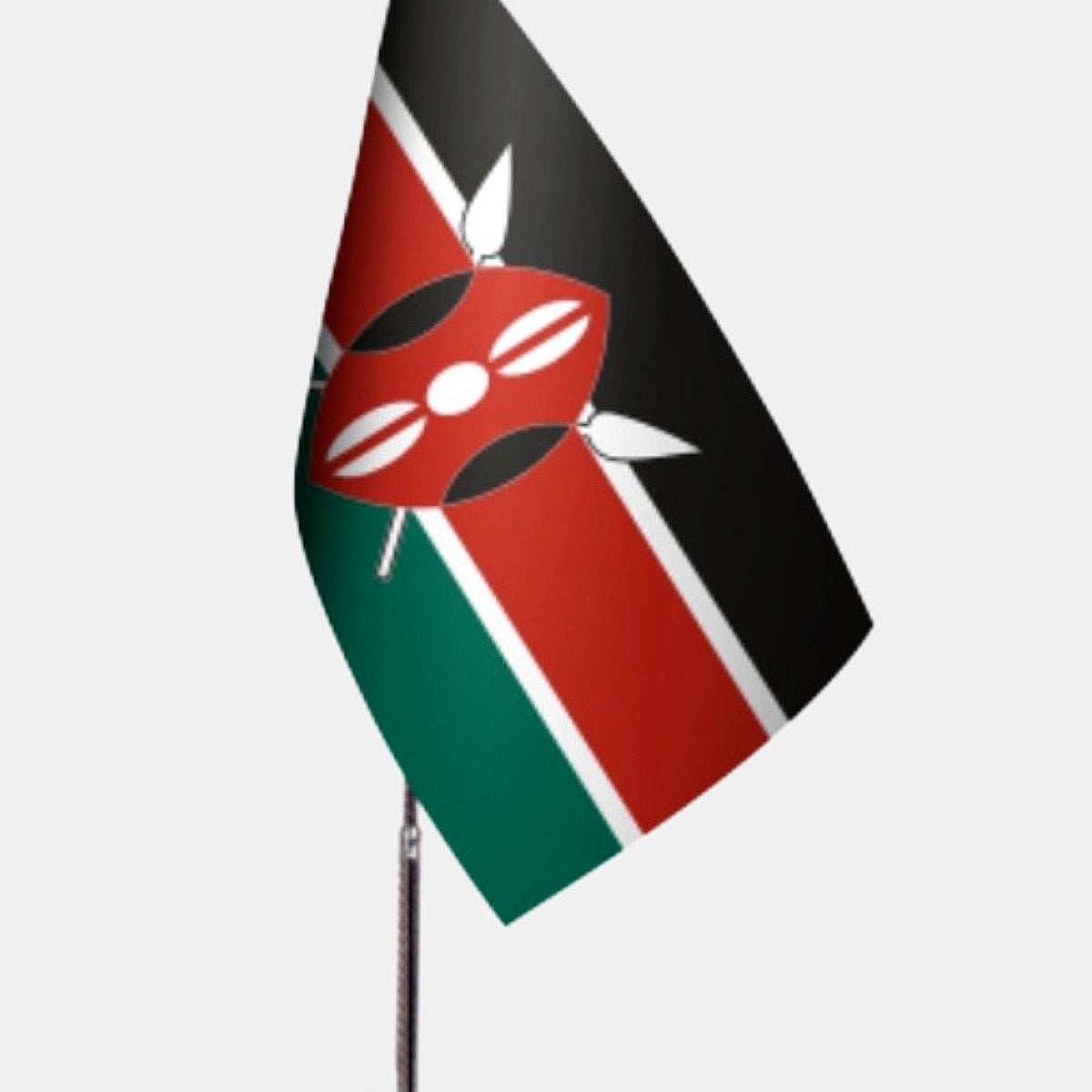 Kenya Desk Flag - Premium Double-Layer Satin with Chrome L-Shaped Stand | Professional Quality Country Desk Flag for Government Offices and Institutions