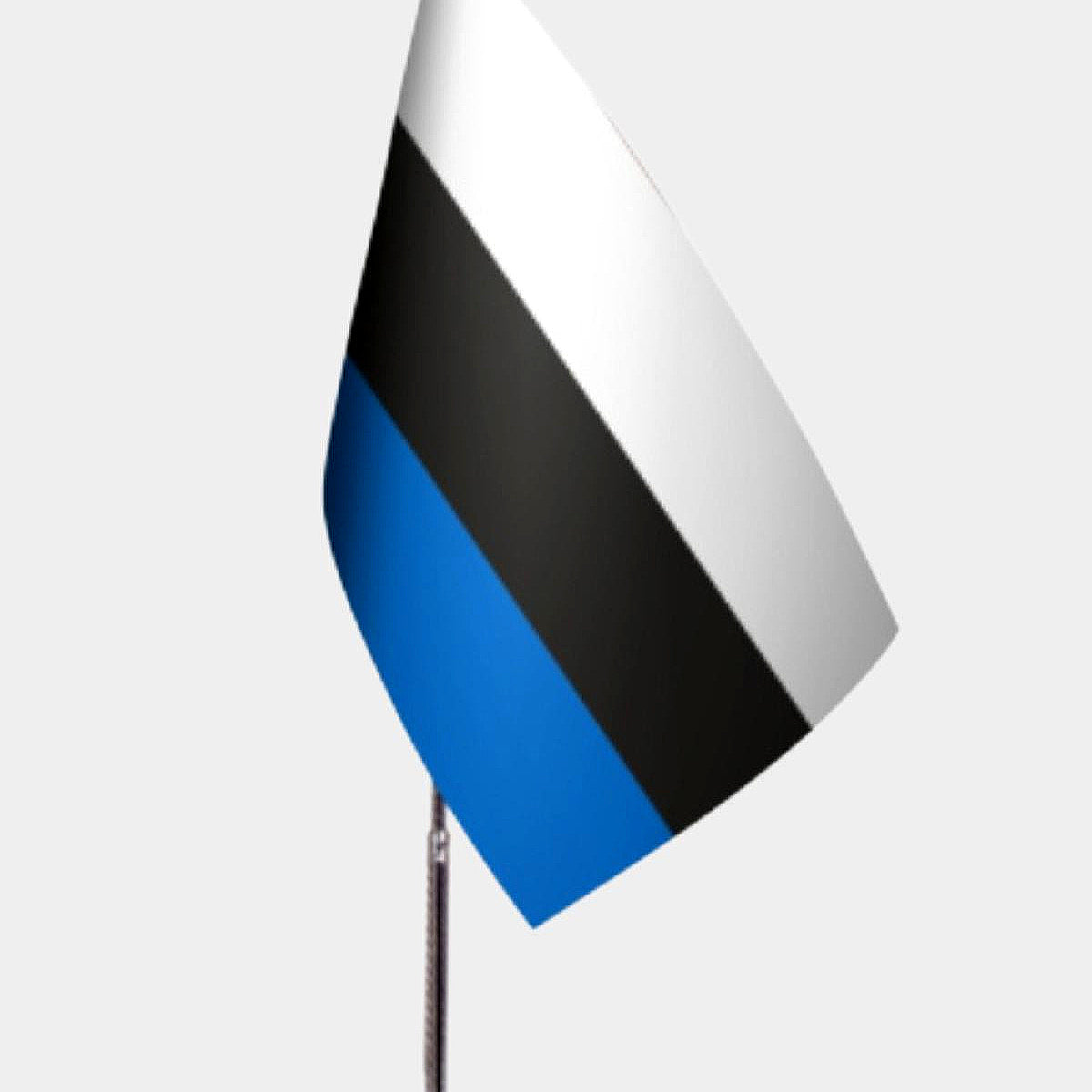 Estonia Desk Flag - Premium Double-Layer Satin with Chrome L-Shaped Stand | Professional Quality Country Desk Flag for Government Offices and Institutions