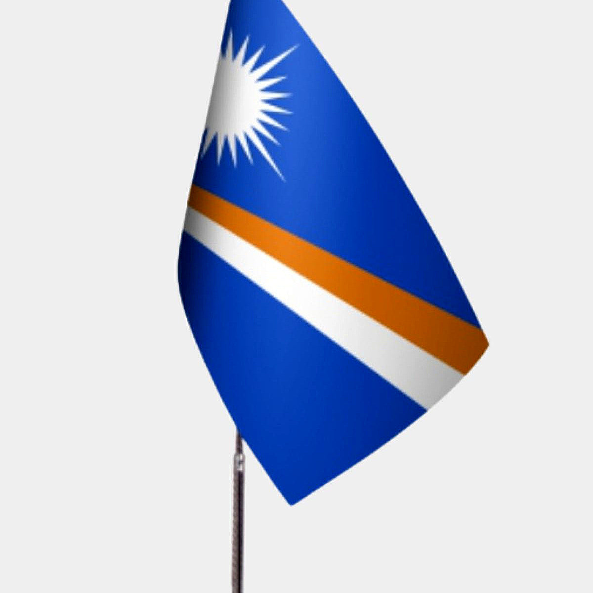 Marshall Islands Desk Flag - Premium Double-Layer Satin with Chrome L-Shaped Stand | Professional Quality Country Desk Flag for Government Offices and Institutions
