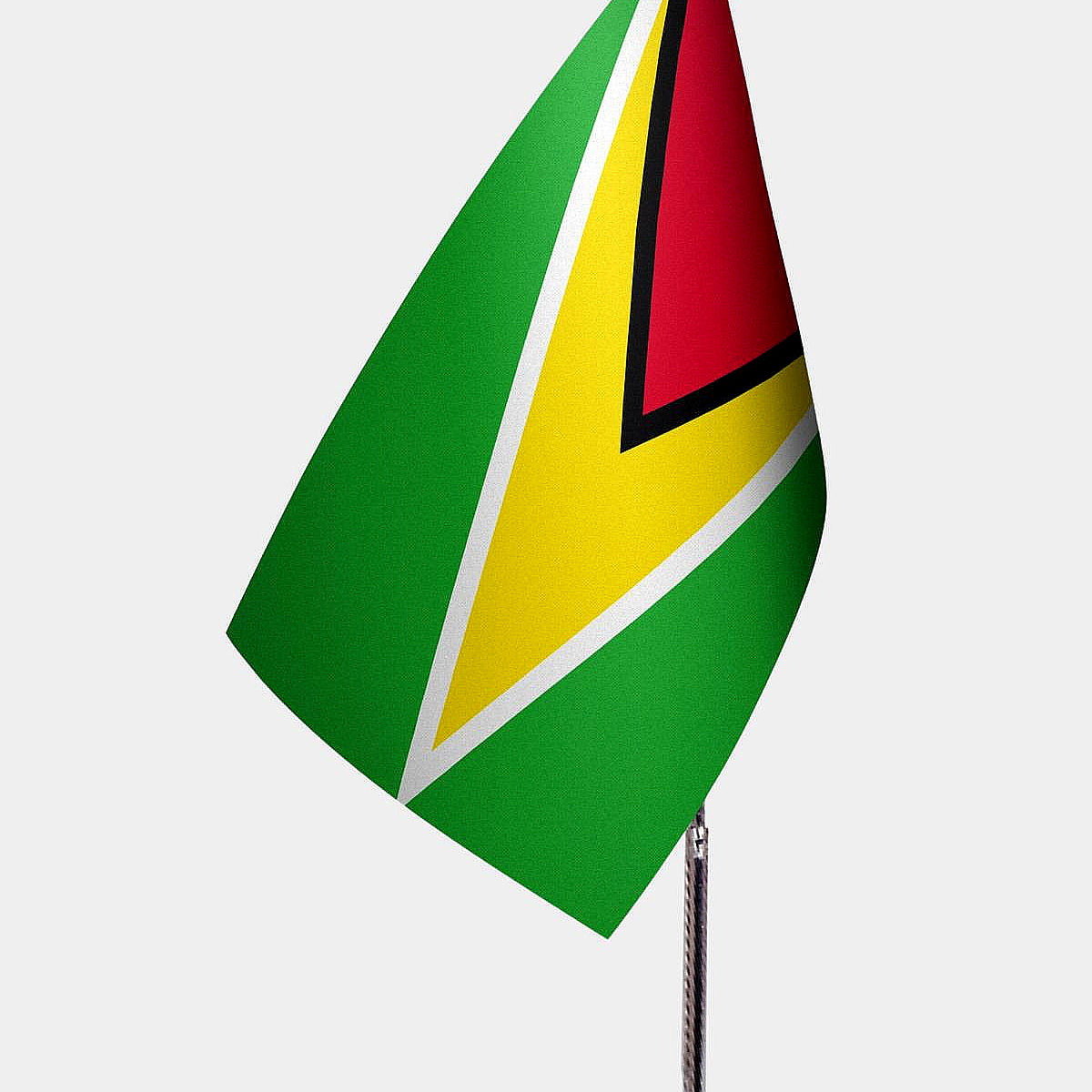 Guyana Desk Flag - Premium Double-Layer Satin with Chrome L-Shaped Stand | Professional Quality Country Desk Flag for Government Offices and Institutions
