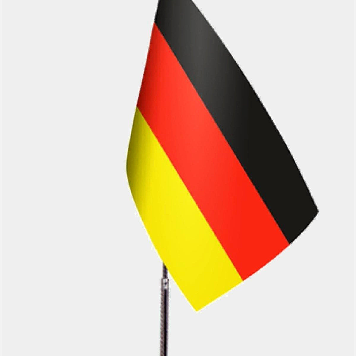 Germany Desk Flag - Premium Double-Layer Satin with Chrome L-Shaped Stand | Professional Quality Country Desk Flag for Government Offices and Institutions