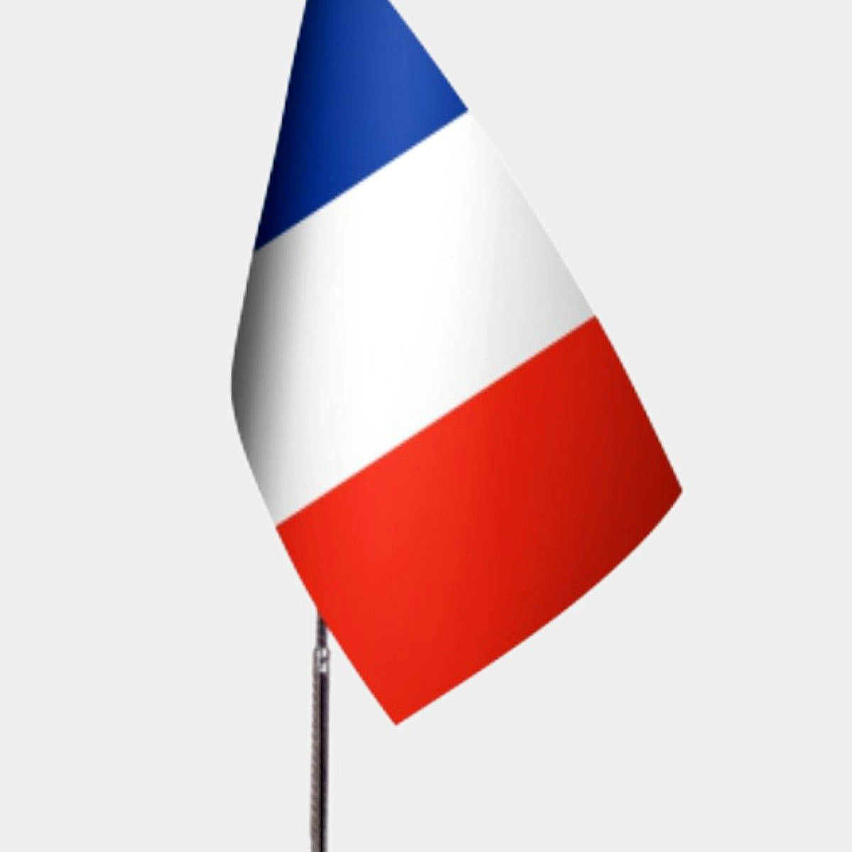 France Desk Flag - Premium Double-Layer Satin with Chrome L-Shaped Stand | Professional Quality Country Desk Flag for Government Offices and Institutions