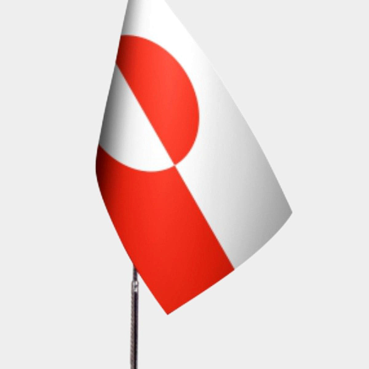 Greenland Desk Flag - Premium Double-Layer Satin with Chrome L-Shaped Stand | Professional Quality Country Desk Flag for Government Offices and Institutions