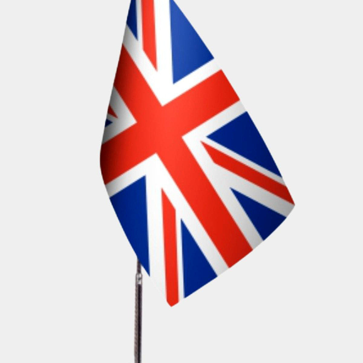 United Kingdom Desk Flag - Premium Double-Layer Satin with Chrome L-Shaped Stand | Professional Quality Country Desk Flag for Government Offices and Institutions