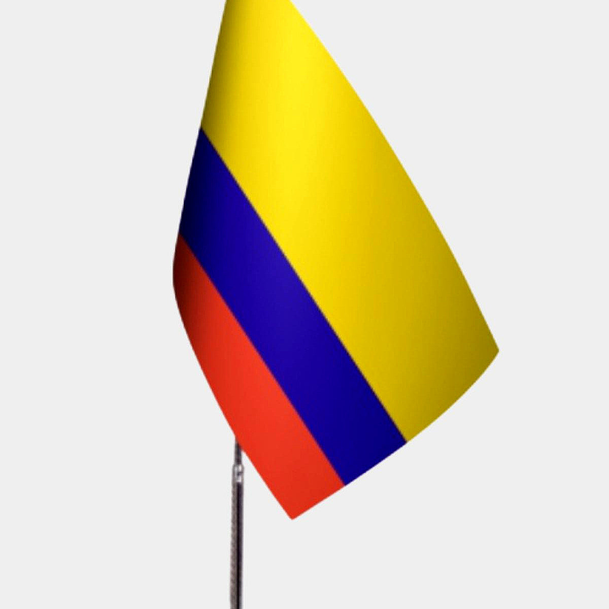 Colombia Desk Flag - Premium Double-Layer Satin with Chrome L-Shaped Stand | Professional Quality Country Desk Flag for Government Offices and Institutions