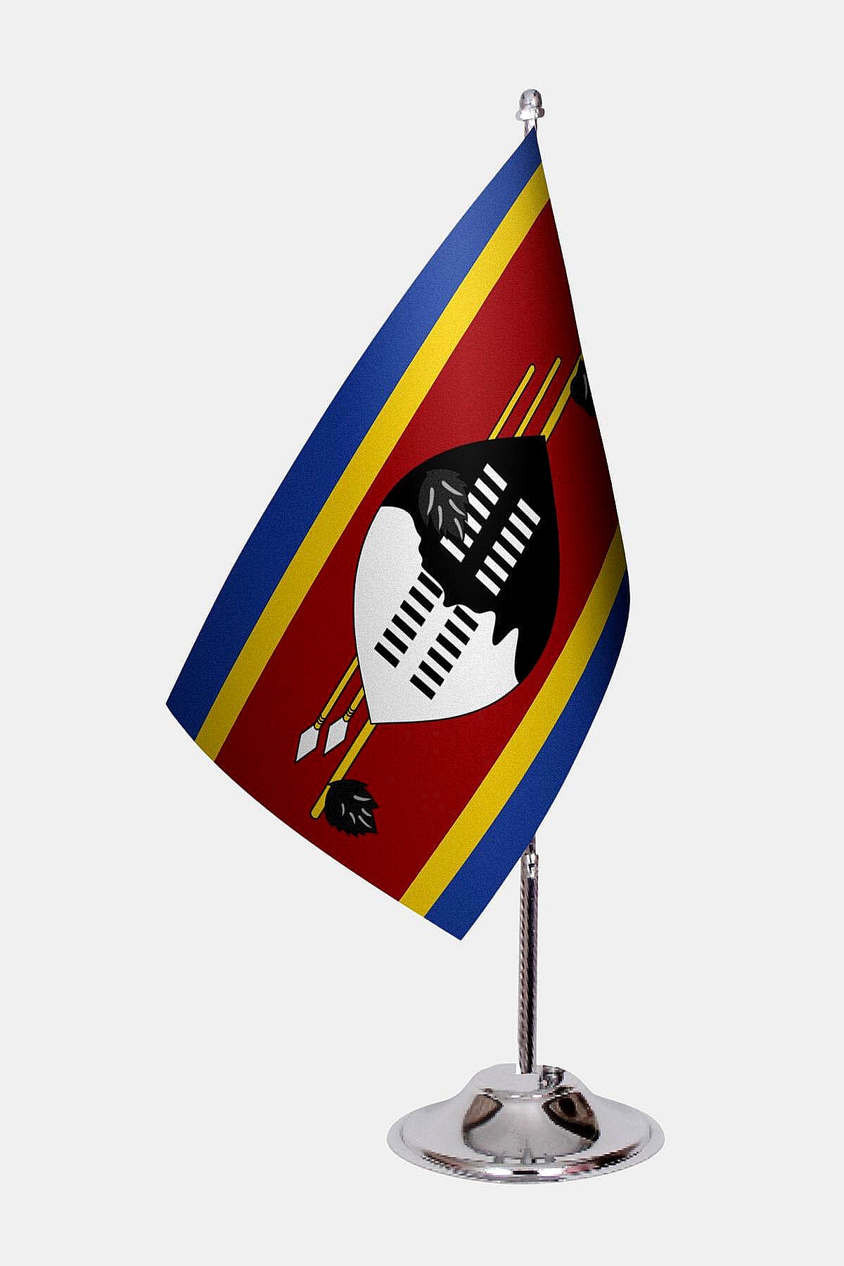Esvatini Desk Flag - Premium Double-Layer Satin with Chrome L-Shaped Stand | Professional Quality Country Desk Flag for Government Offices and Institutions