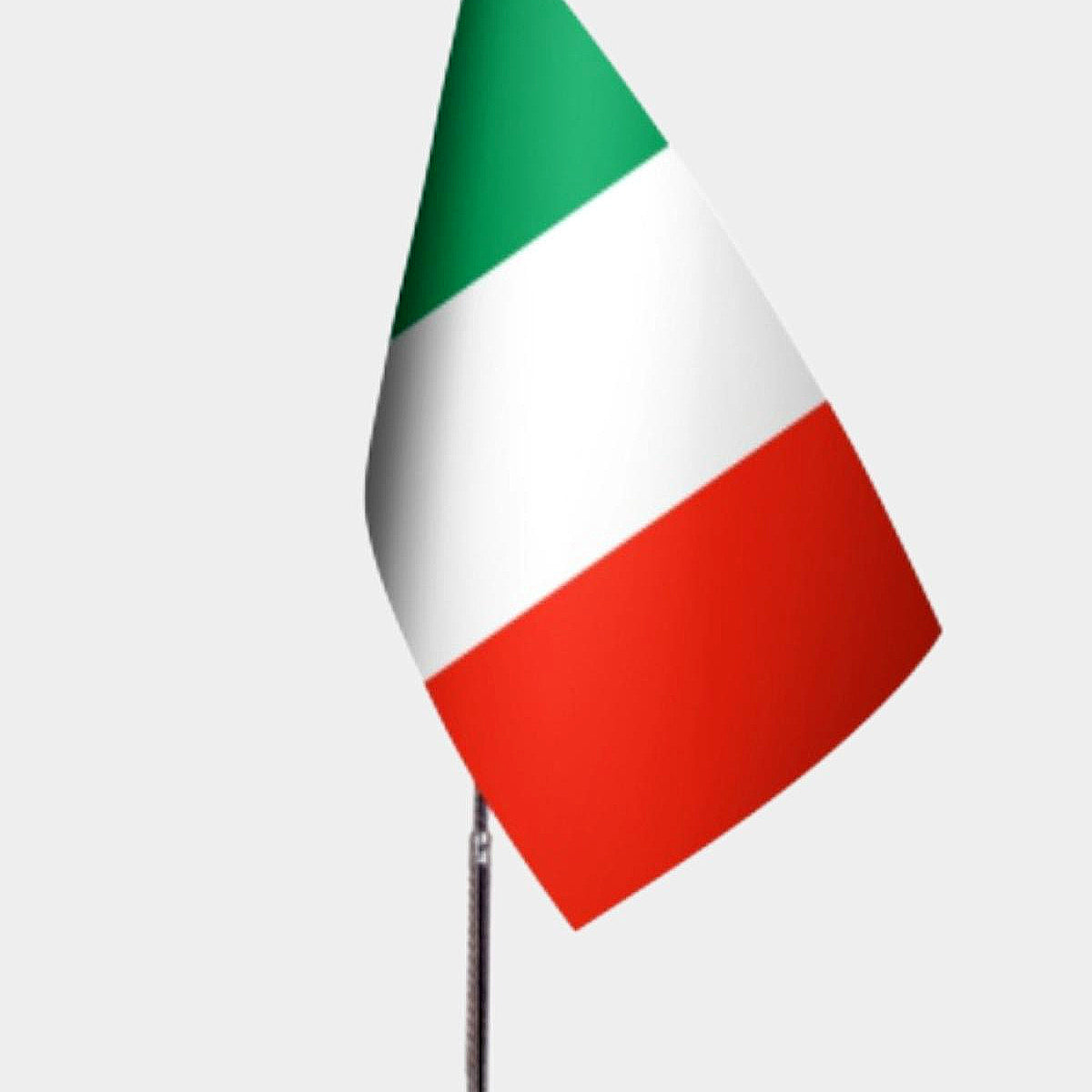 Italy Desk Flag - Premium Double-Layer Satin with Chrome L-Shaped Stand | Professional Quality Country Desk Flag for Government Offices and Institutions