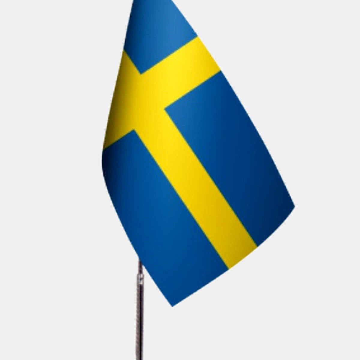 Sweden Desk Flag - Premium Double-Layer Satin with Chrome L-Shaped Stand | Professional Quality Country Desk Flag for Government Offices and Institutions