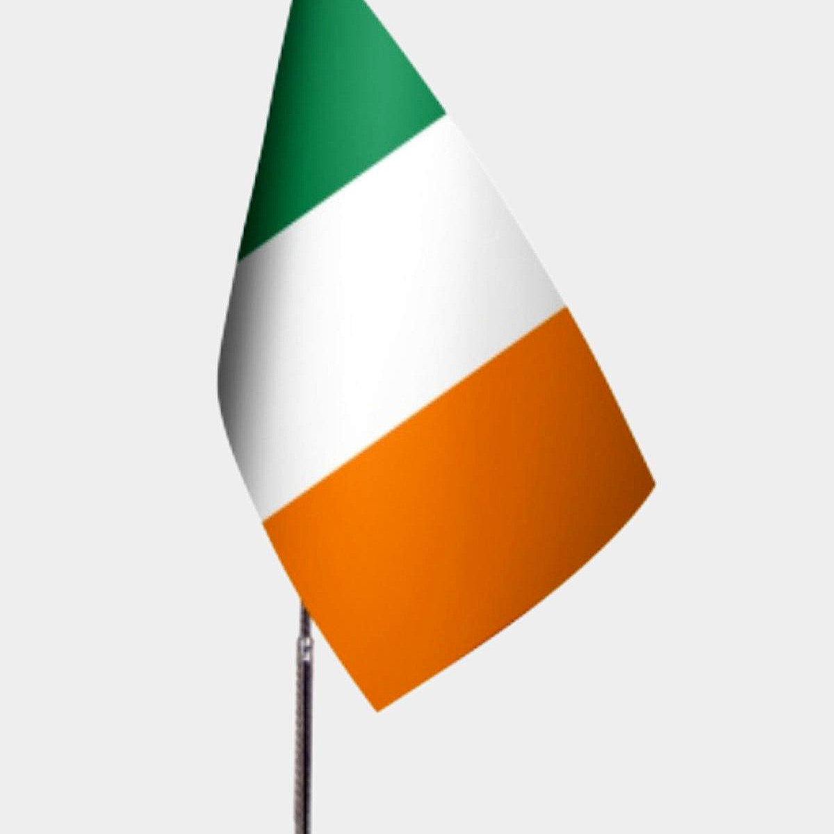 Ireland Desk Flag - Premium Double-Layer Satin with Chrome L-Shaped Stand | Professional Quality Country Desk Flag for Government Offices and Institutions