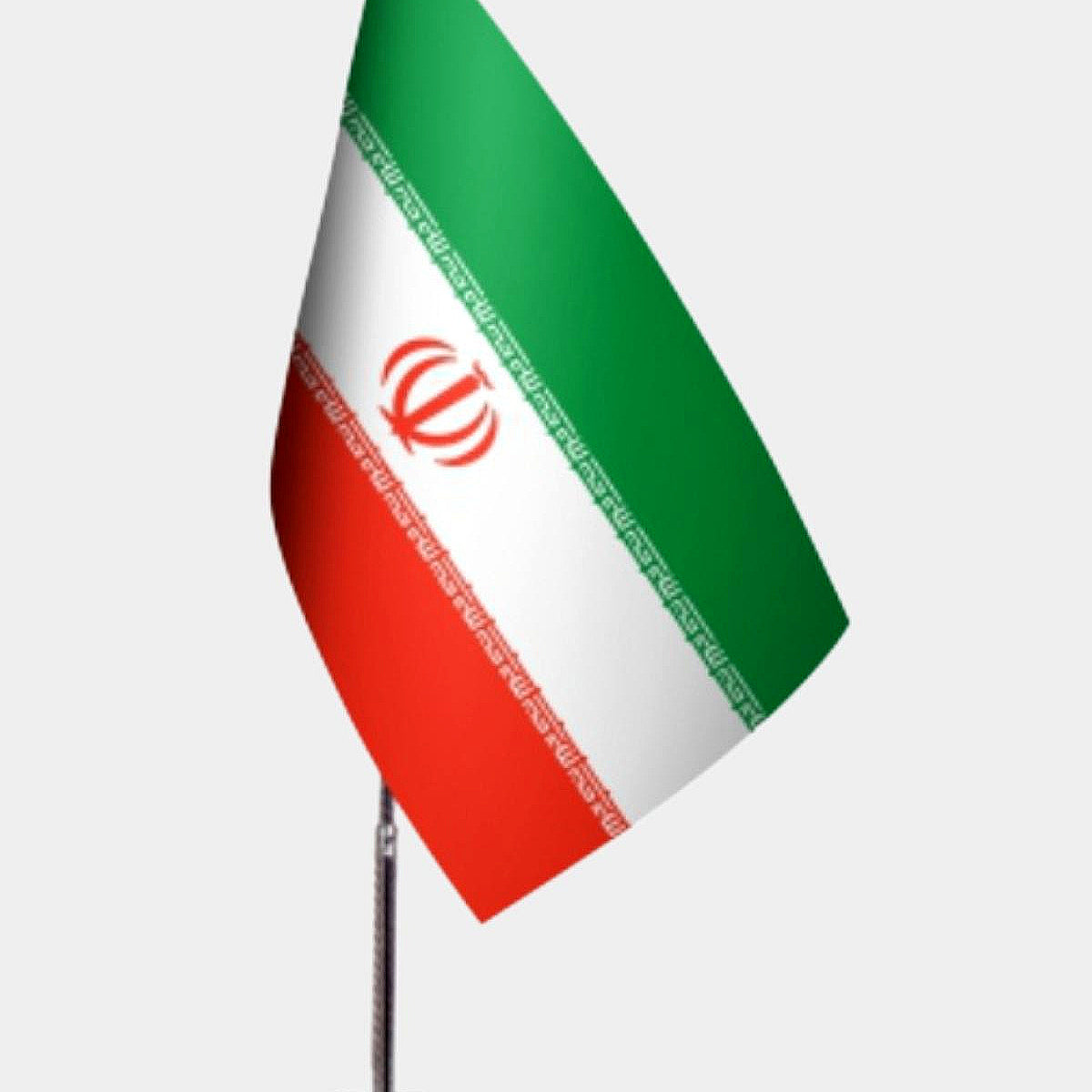 Iran Desk Flag - Premium Double-Layer Satin with Chrome L-Shaped Stand | Professional Quality Country Desk Flag for Government Offices and Institutions