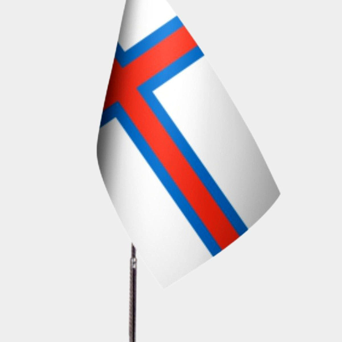 Faroe Islands Desk Flag - Premium Double-Layer Satin with Chrome L-Shaped Stand | Professional Quality Country Desk Flag for Government Offices and Institutions