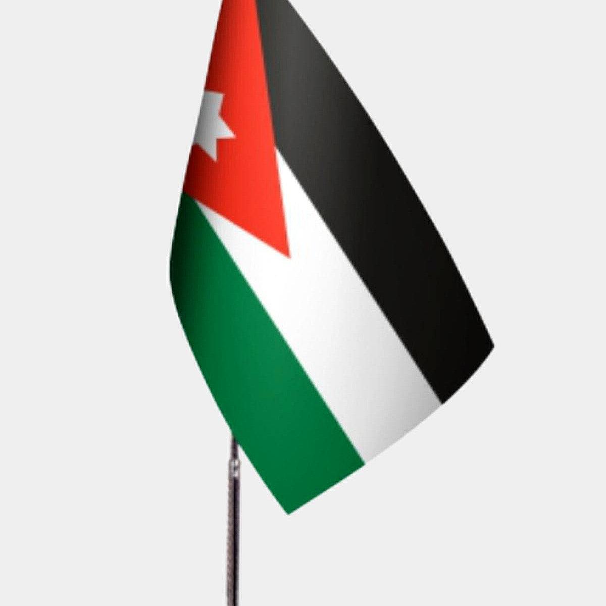 Jordan Desk Flag - Premium Double-Layer Satin with Chrome L-Shaped Stand | Professional Quality Country Desk Flag for Government Offices and Institutions