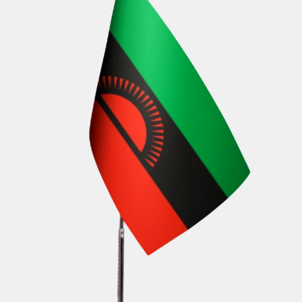 Malawi Desk Flag - Premium Double-Layer Satin with Chrome L-Shaped Stand | Professional Quality Country Desk Flag for Government Offices and Institutions