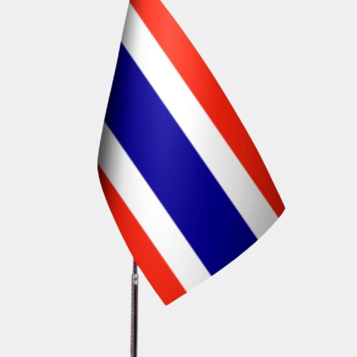 Thailand Desk Flag - Premium Double-Layer Satin with Chrome L-Shaped Stand | Professional Quality Country Desk Flag for Government Offices and Institutions