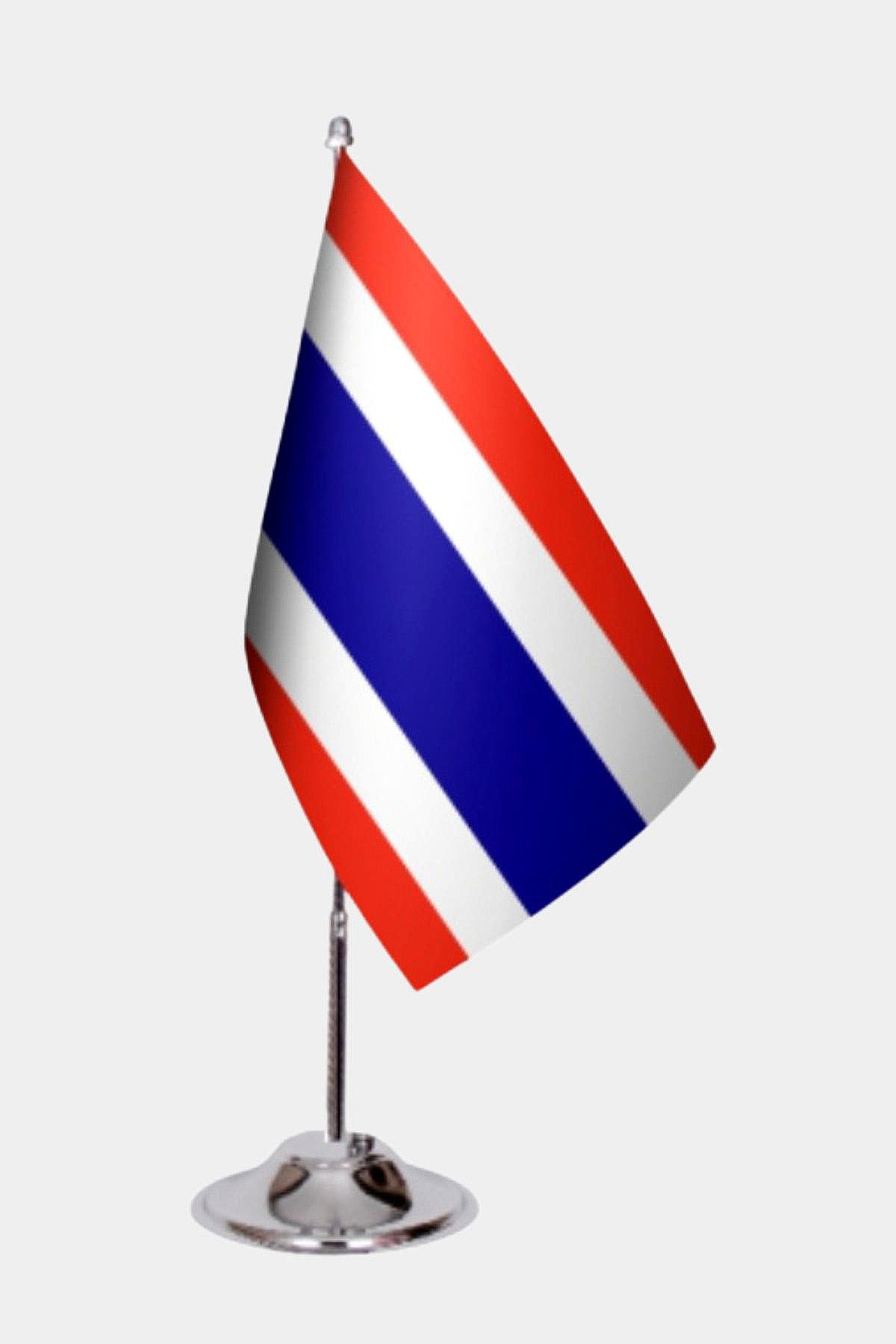 Thailand Desk Flag - Premium Double-Layer Satin with Chrome L-Shaped Stand | Professional Quality Country Desk Flag for Government Offices and Institutions