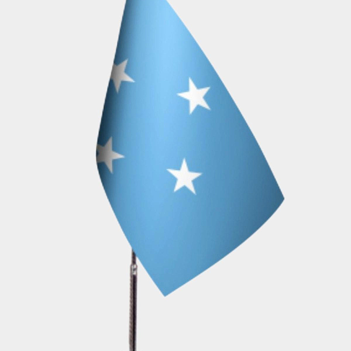 Micronesia Desk Flag - Premium Double-Layer Satin with Chrome L-Shaped Stand | Professional Quality Country Desk Flag for Government Offices and Institutions