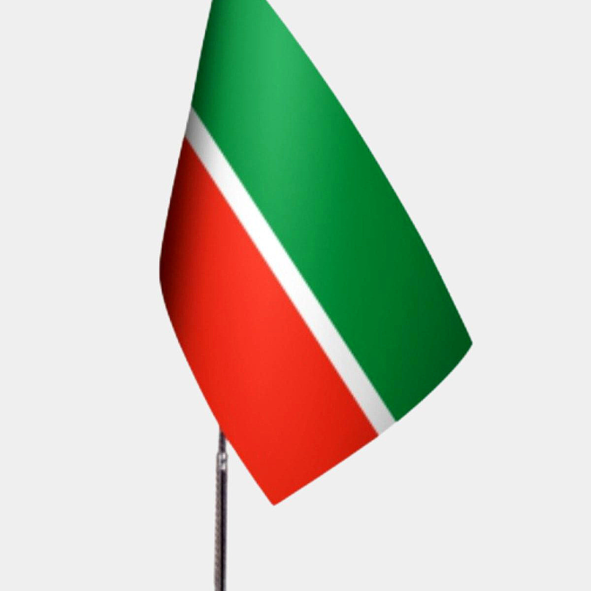 Tatarstan Desk Flag - Premium Double-Layer Satin with Chrome L-Shaped Stand | Professional Quality Country Desk Flag for Government Offices and Institutions