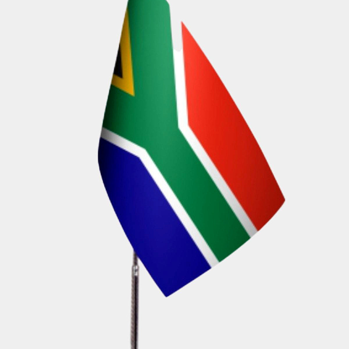 South Africa Desk Flag - Premium Double-Layer Satin with Chrome L-Shaped Stand | Professional Quality Country Desk Flag for Government Offices and Institutions