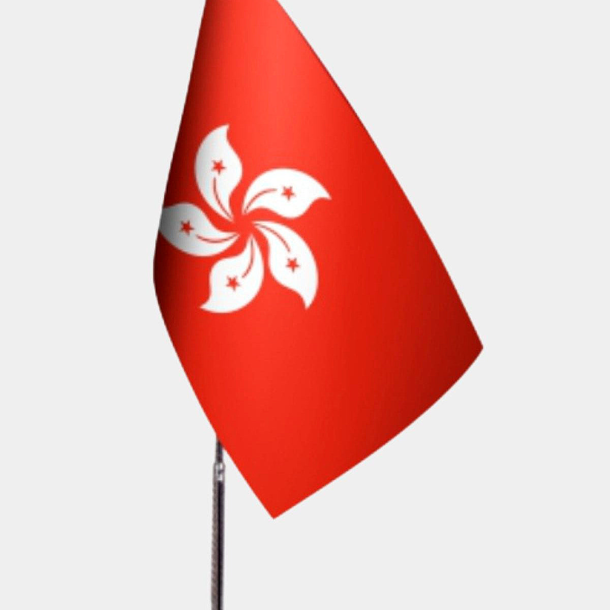 Hong Kong Desk Flag - Premium Double-Layer Satin with Chrome L-Shaped Stand | Professional Quality Country Desk Flag for Government Offices and Institutions