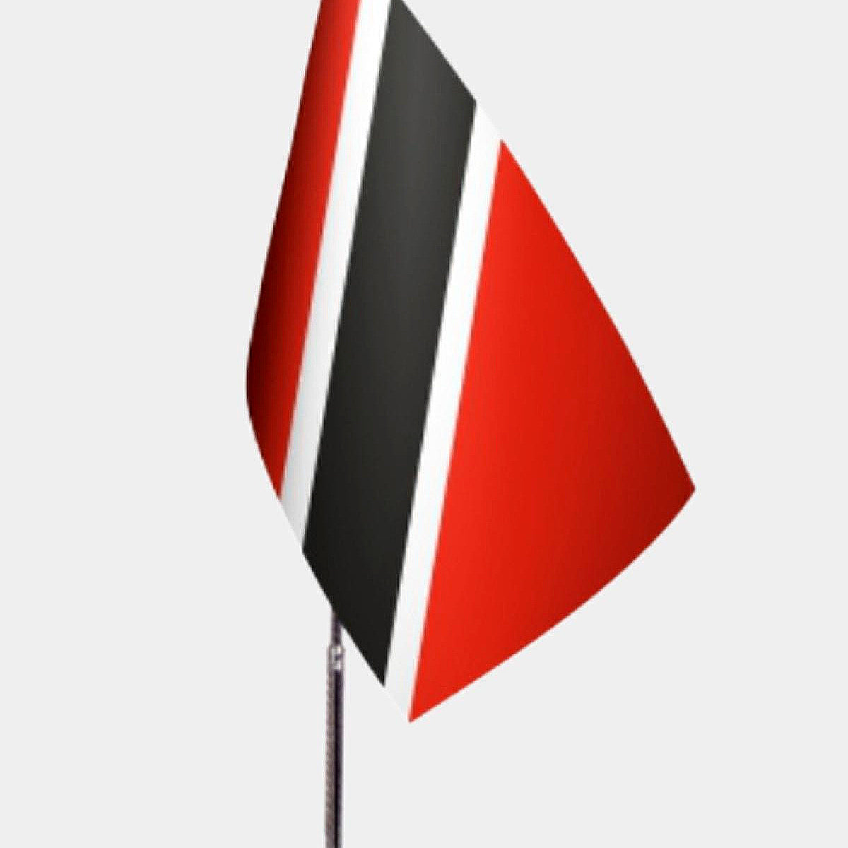 Trinidad And Tobago Desk Flag - Premium Double-Layer Satin with Chrome L-Shaped Stand | Professional Quality Country Desk Flag for Government Offices and Institutions