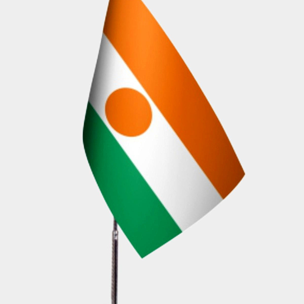 Niger Desk Flag - Premium Double-Layer Satin with Chrome L-Shaped Stand | Professional Quality Country Desk Flag for Government Offices and Institutions
