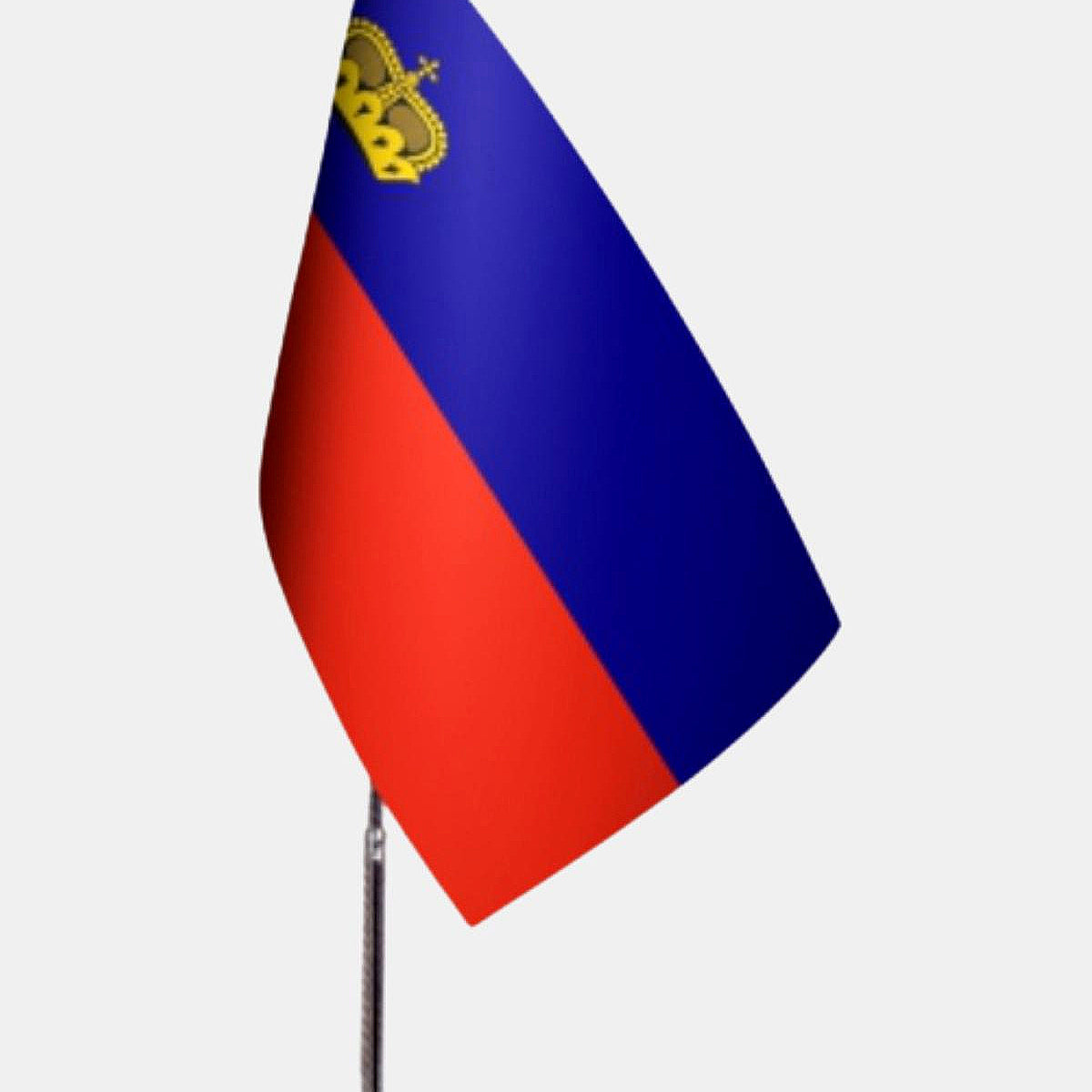Liechtenstein Desk Flag - Premium Double-Layer Satin with Chrome L-Shaped Stand | Professional Quality Country Desk Flag for Government Offices and Institutions