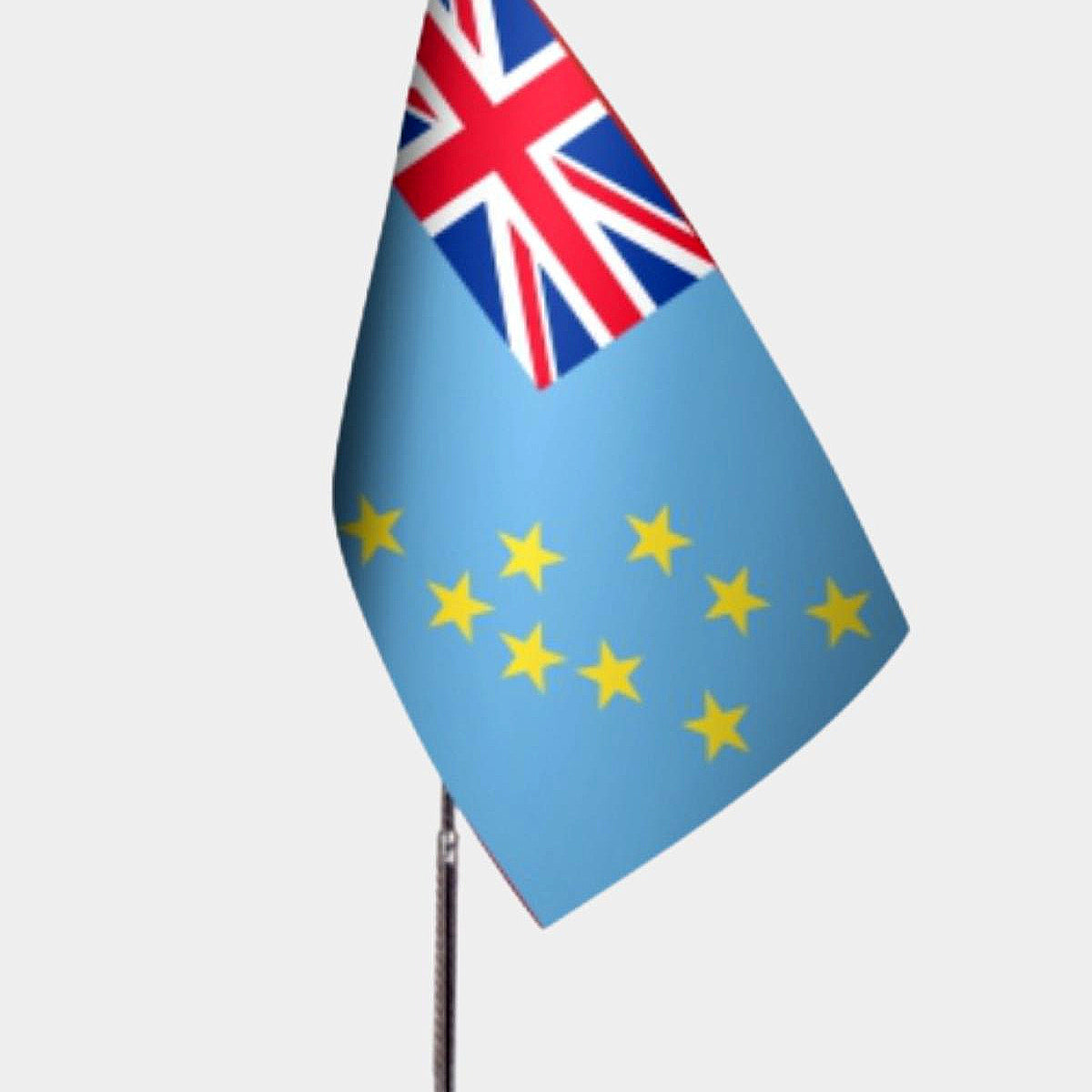 Tuvalu Desk Flag - Premium Double-Layer Satin with Chrome L-Shaped Stand | Professional Quality Country Desk Flag for Government Offices and Institutions