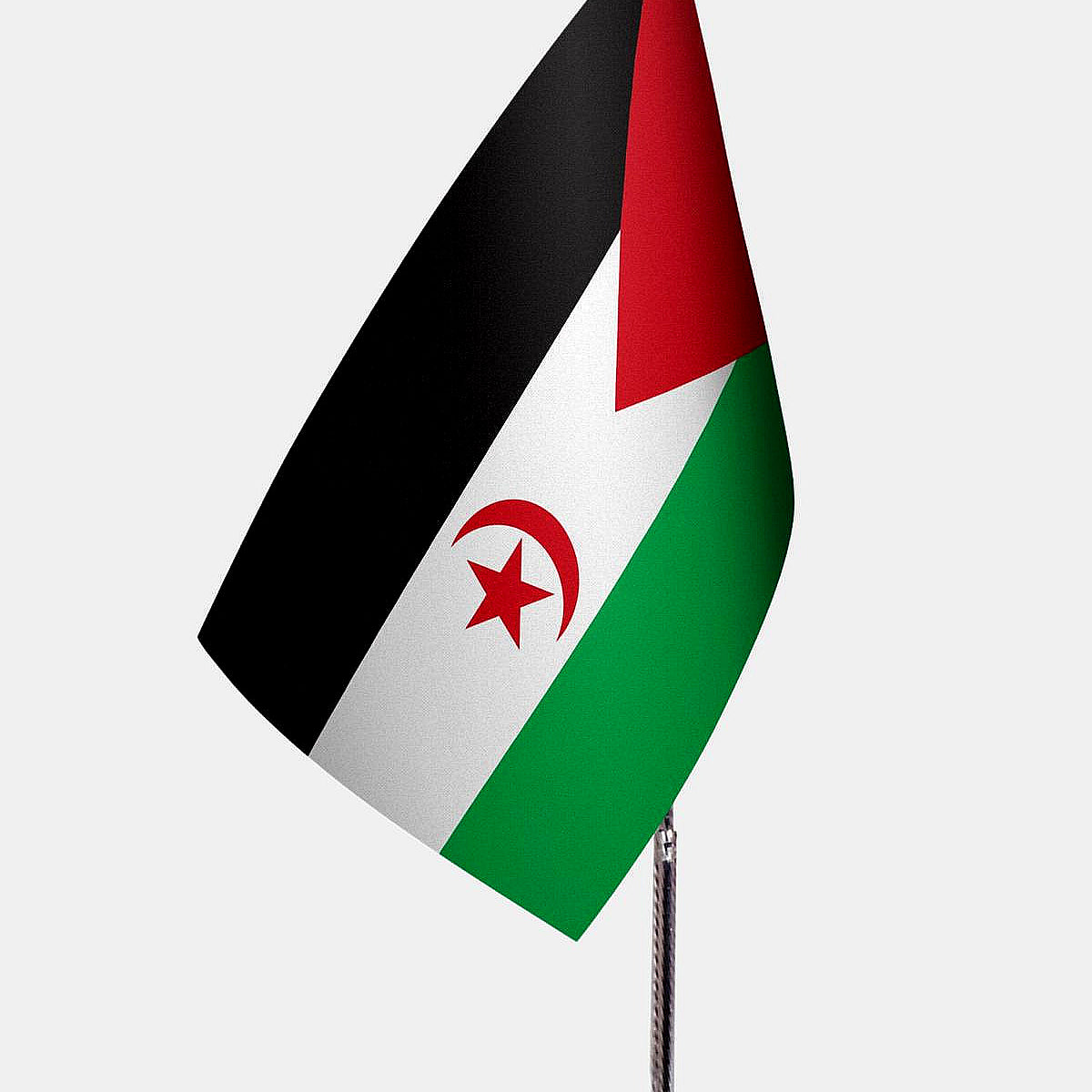 Sahrawi Arab Democratic Republic Desk Flag - Premium Double-Layer Satin with Chrome L-Shaped Stand | Professional Quality Country Desk Flag for Government Offices and Institutions