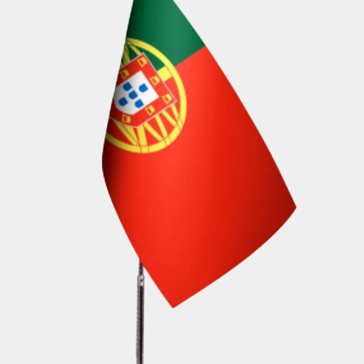 Portugal Desk Flag - Premium Double-Layer Satin with Chrome L-Shaped Stand | Professional Quality Country Desk Flag for Government Offices and Institutions