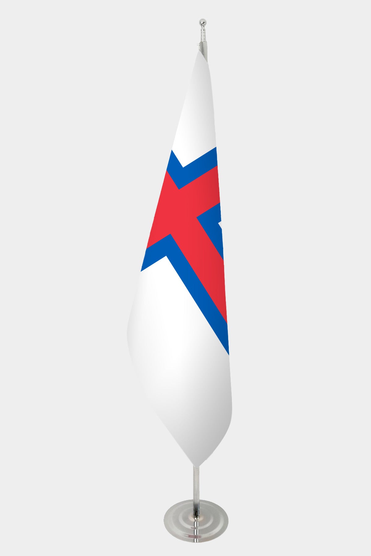 Faroe Islands Official Indoor Flag — Double Satin, Chrome Pole