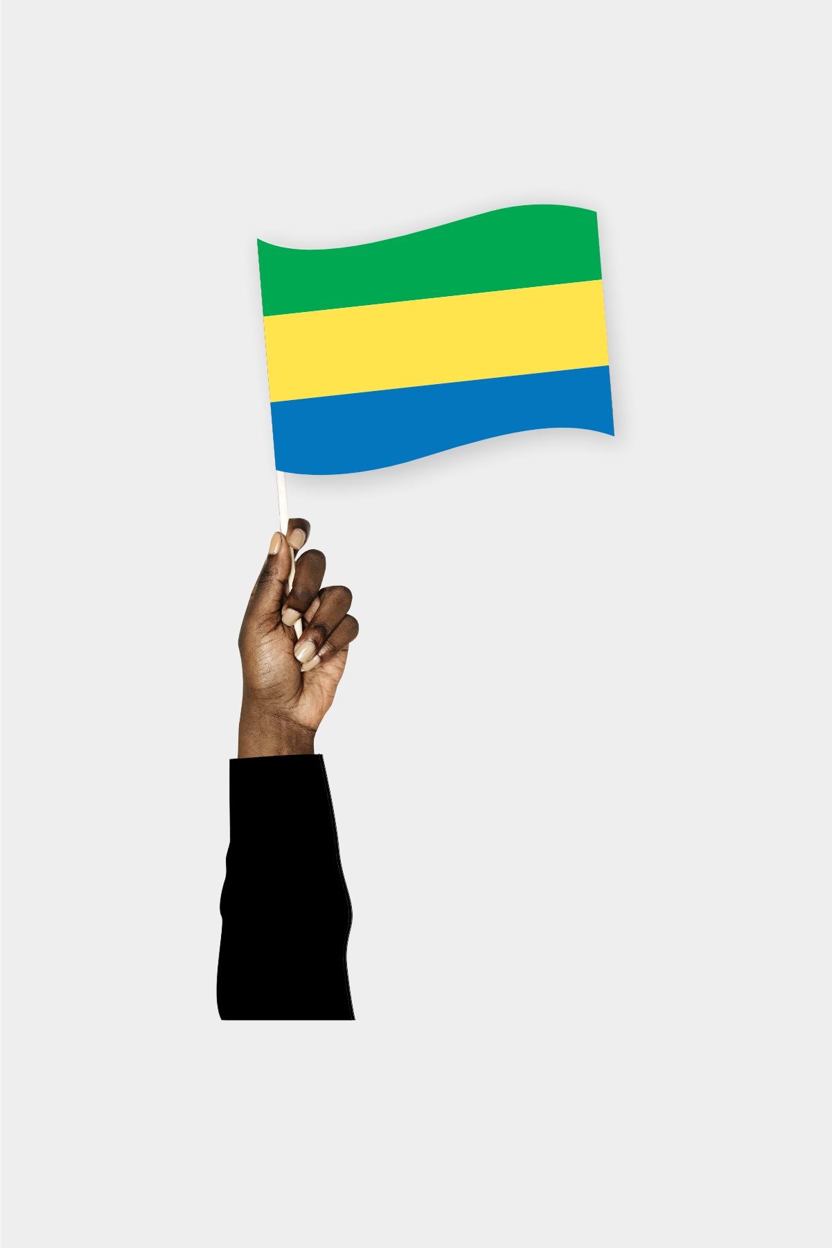 Gabon handheld flag on stick - durable polyester country flag for events and parades