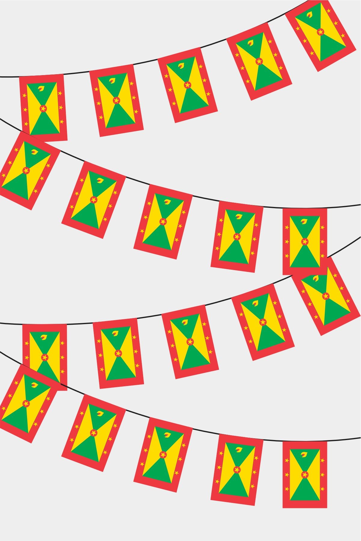 Grenada Rectangular Flag Bunting - 50 Meters Premium String Flags for Party Decoration | Professional Quality Raschel Fabric