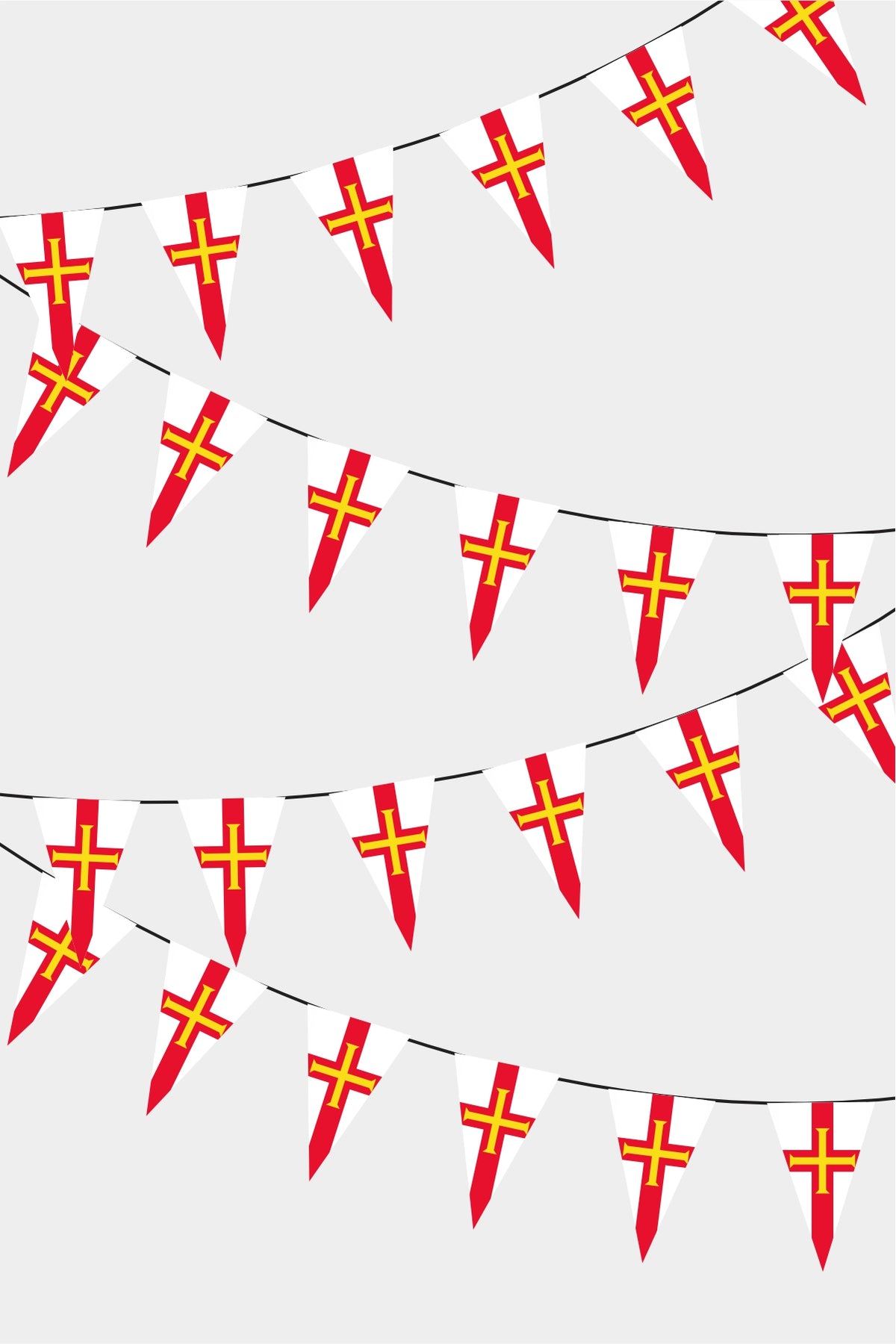 Guernsey Triangular Flag Bunting - 50 Meters Premium Pennant Flags for Party Decoration | Professional Quality Raschel Fabric