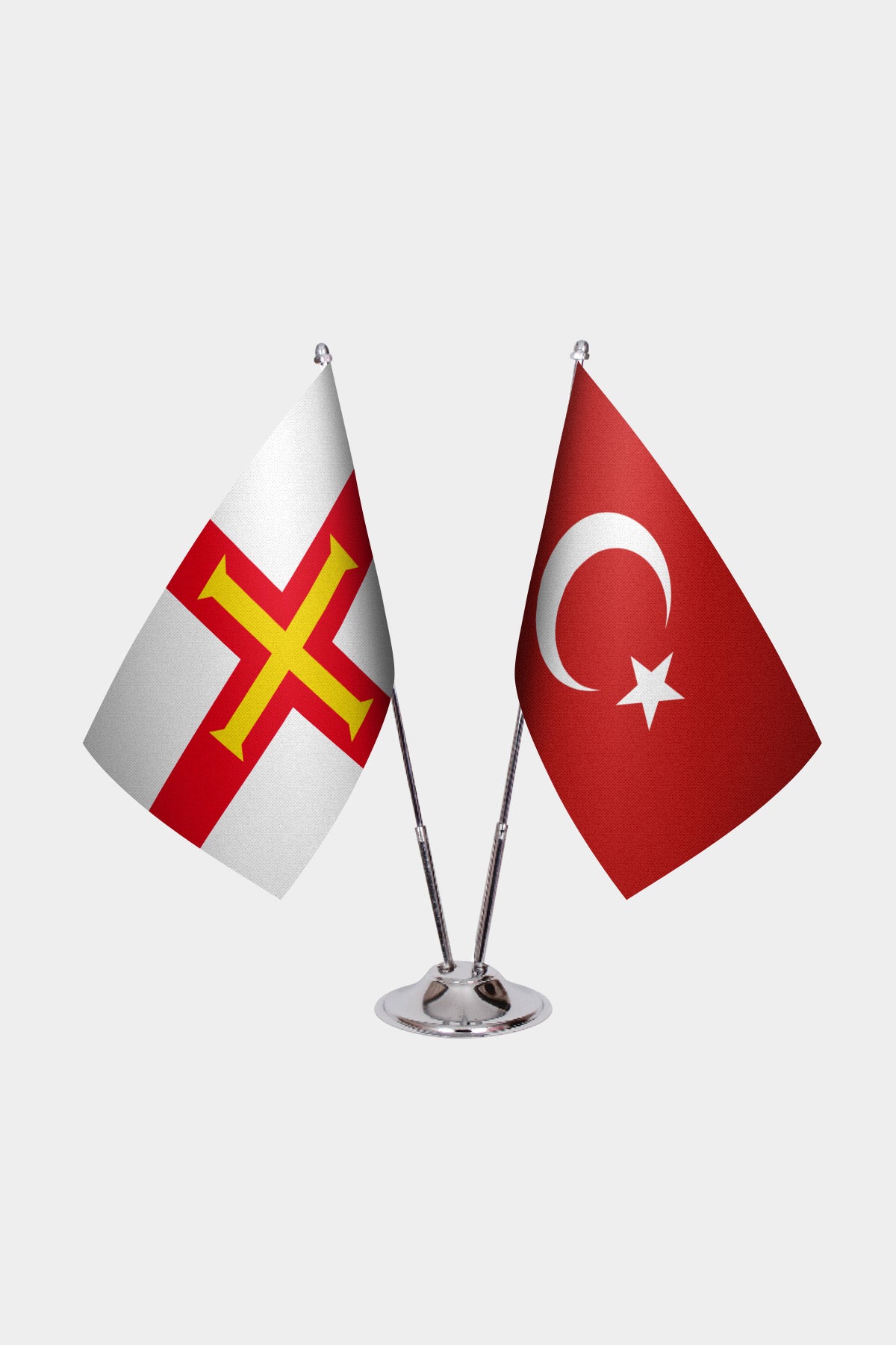 Guernsey & Turkey Desk Flag Set — gold pole option