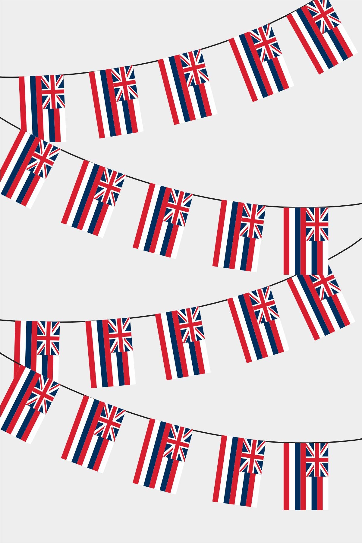 Hawaii Rectangular Flag Bunting - 50 Meters Premium String Flags for Party Decoration | Professional Quality Raschel Fabric